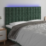 vidaXL Tăblie de pat cu LED, verde închis, 200x5x118/128 cm, catifea vidaXL Tăblie de pat cu LED, verde închis, 200x5x118/128 cm, catifea