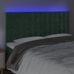 vidaXL Tăblie de pat cu LED, verde închis, 200x5x118/128 cm, catifea vidaXL Tăblie de pat cu LED, verde închis, 200x5x118/128 cm, catifea