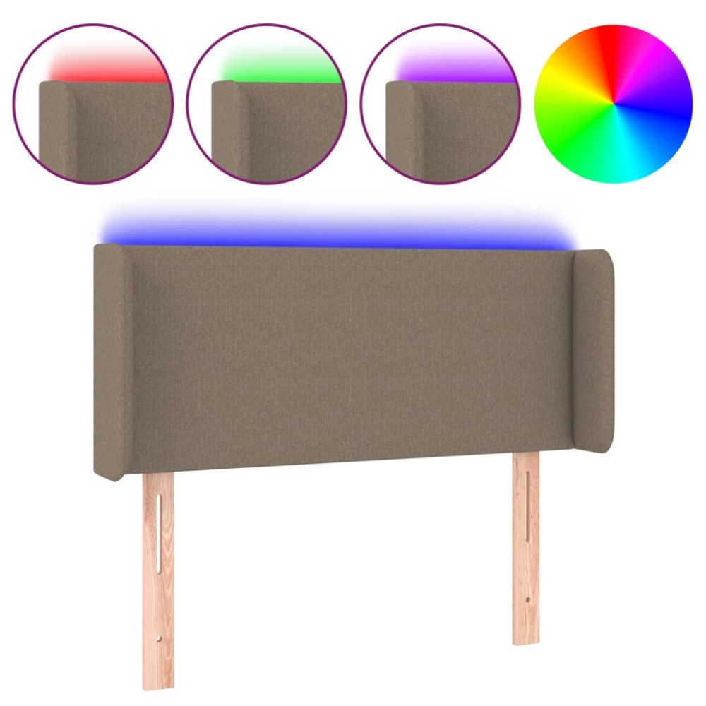 vidaXL Tăblie de pat cu LED, gri taupe, 83x16x78/88 cm, textil
