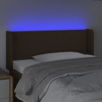 vidaXL Tăblie de pat cu LED, maro închis, 93x16x78/88 cm, textil