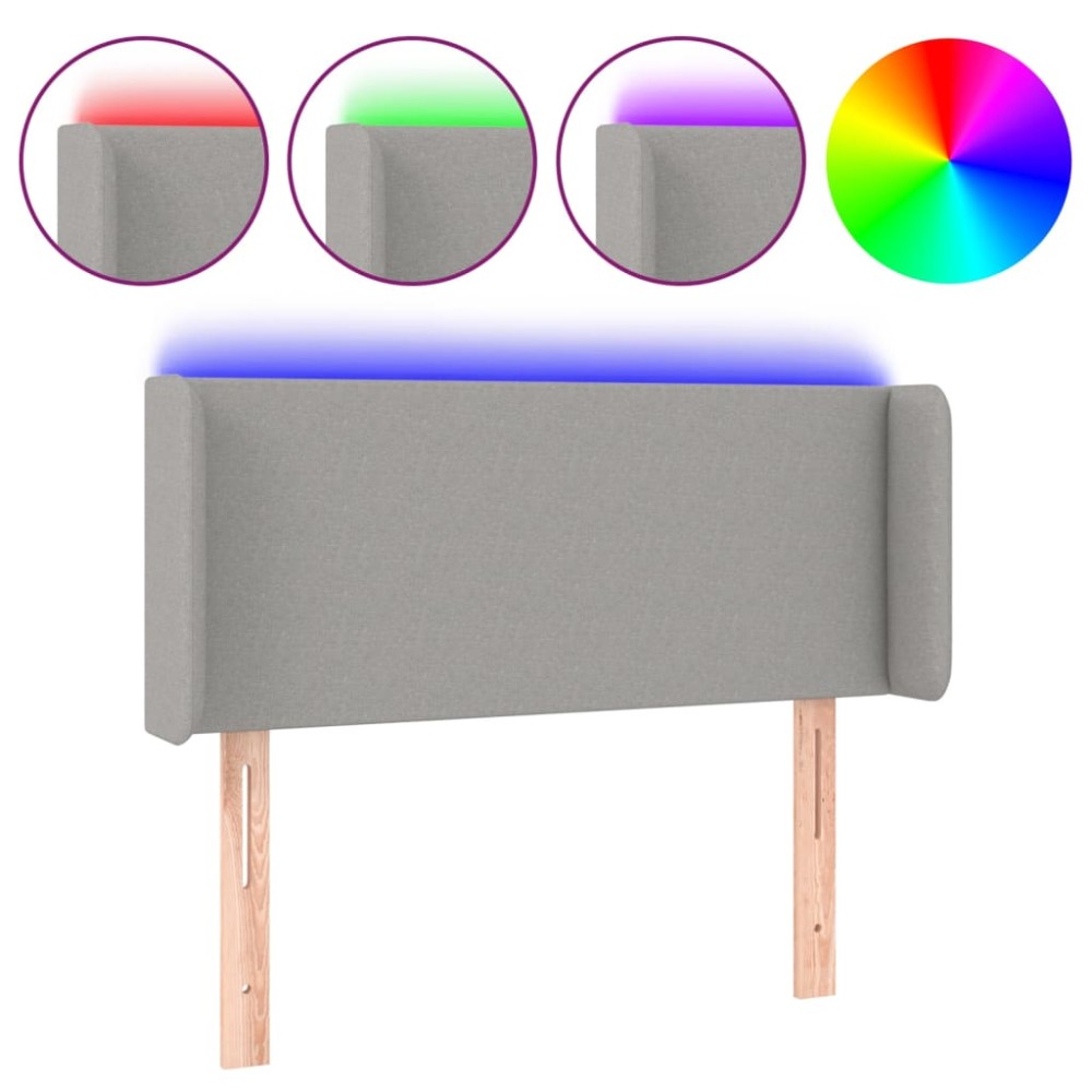 vidaXL Tăblie de pat cu LED, gri deschis, 103x16x78/88 cm, textil