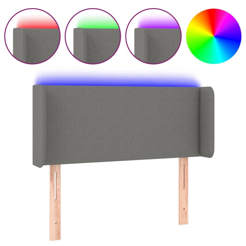 vidaXL Tăblie de pat cu LED, gri închis, 103x16x78/88 cm, textil