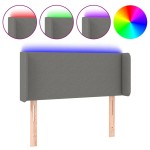 vidaXL Tăblie de pat cu LED, gri închis, 103x16x78/88 cm, textil