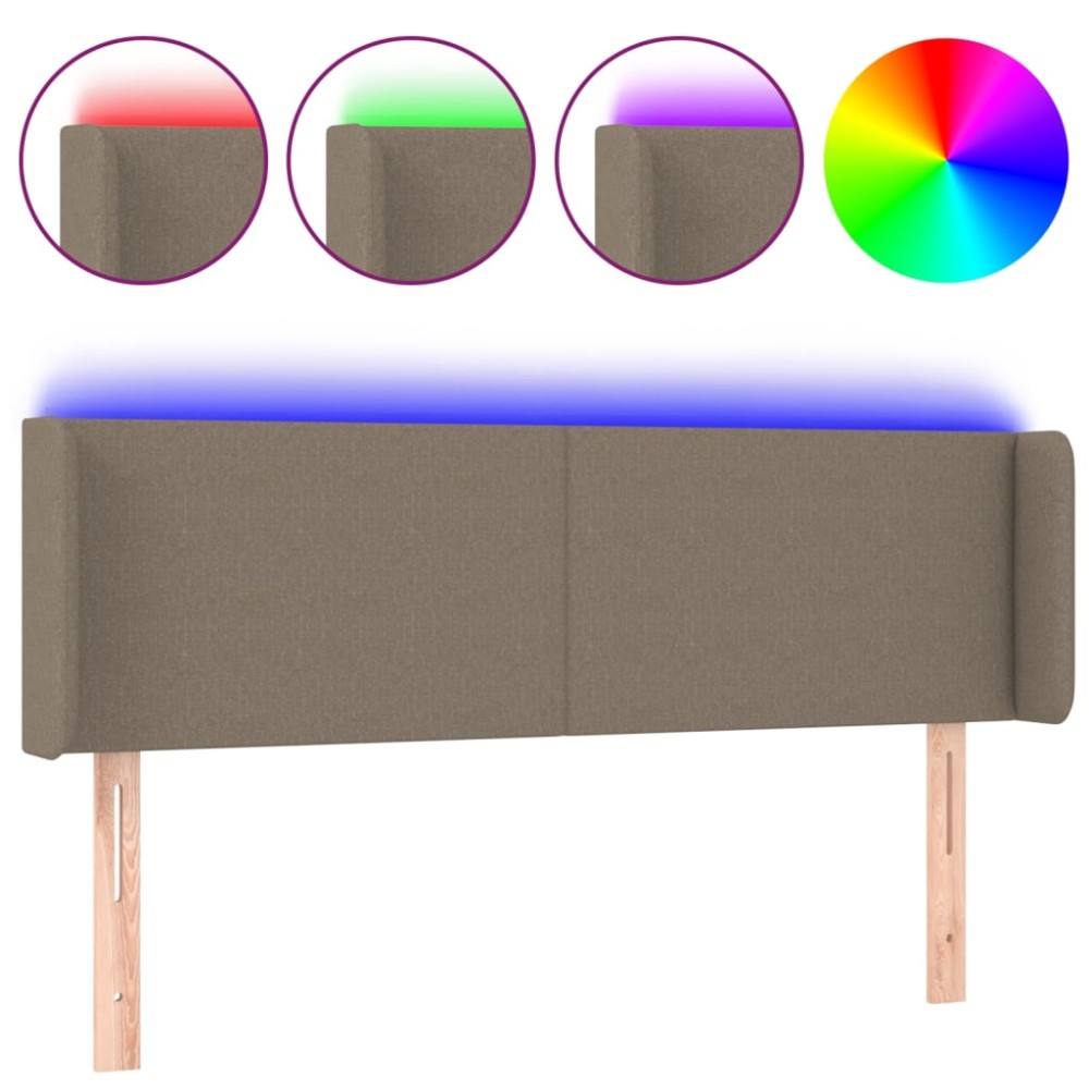 vidaXL Tăblie de pat cu LED, gri taupe, 147x16x78/88 cm, textil
