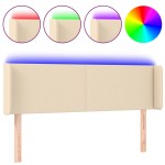 vidaXL Tăblie de pat cu LED, crem, 147x16x78/88 cm, textil