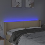 vidaXL Tăblie de pat cu LED, crem, 147x16x78/88 cm, textil