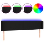 vidaXL Tăblie de pat cu LED, negru, 183x16x78/88 cm, textil vidaXL Tăblie de pat cu LED, negru, 183x16x78/88 cm, textil