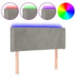 vidaXL Tăblie de pat cu LED, gri deschis, 83x16x78/88 cm, catifea vidaXL Tăblie de pat cu LED, gri deschis, 83x16x78/88 cm, catifea