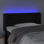 vidaXL Tăblie de pat cu LED, negru, 83x16x78/88 cm, catifea