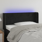 vidaXL Tăblie de pat cu LED, negru, 93x16x78/88 cm, catifea