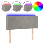 vidaXL Tăblie de pat cu LED, gri deschis, 103x16x78/88 cm, catifea vidaXL Tăblie de pat cu LED, gri deschis, 103x16x78/88 cm, catifea
