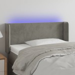 vidaXL Tăblie de pat cu LED, gri deschis, 103x16x78/88 cm, catifea vidaXL Tăblie de pat cu LED, gri deschis, 103x16x78/88 cm, catifea