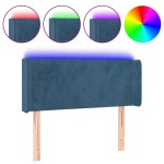 vidaXL Tăblie de pat cu LED, albastru închis, 103x16x78/88 cm, catifea