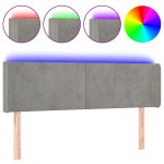 vidaXL Tăblie de pat cu LED, gri deschis, 147x16x78/88 cm, catifea vidaXL Tăblie de pat cu LED, gri deschis, 147x16x78/88 cm, catifea