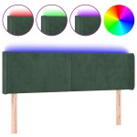 vidaXL Tăblie de pat cu LED, verde închis, 147x16x78/88 cm, catifea