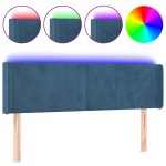vidaXL Tăblie de pat cu LED, albastru închis, 147x16x78/88 cm, catifea