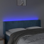 vidaXL Tăblie de pat cu LED, albastru închis, 147x16x78/88 cm, catifea