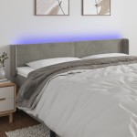 vidaXL Tăblie de pat cu LED, gri deschis, 163x16x78/88 cm, catifea vidaXL Tăblie de pat cu LED, gri deschis, 163x16x78/88 cm, catifea