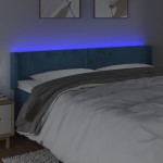vidaXL Tăblie de pat cu LED, albastru închis, 163x16x78/88 cm, catifea