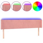 vidaXL Tăblie de pat cu LED, roz, 163x16x78/88 cm, catifea