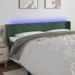 vidaXL Tăblie de pat cu LED, verde închis, 183x16x78/88 cm, catifea vidaXL Tăblie de pat cu LED, verde închis, 183x16x78/88 cm, catifea