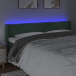 vidaXL Tăblie de pat cu LED, verde închis, 183x16x78/88 cm, catifea vidaXL Tăblie de pat cu LED, verde închis, 183x16x78/88 cm, catifea
