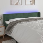 vidaXL Tăblie de pat cu LED, verde închis, 203x16x78/88 cm, catifea vidaXL Tăblie de pat cu LED, verde închis, 203x16x78/88 cm, catifea