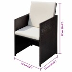 vidaXL Scaune de grădină 3 pcs Maro 56 x 52 x 87 cm Rattan poli