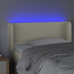 vidaXL Tăblie de pat cu LED, crem, 83x16x78/88 cm, piele ecologică