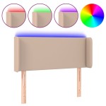 vidaXL Tăblie de pat cu LED, cappuccino 83x16x78/88 cm piele ecologică