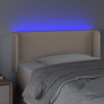 vidaXL Tăblie de pat cu LED, cappuccino 83x16x78/88 cm piele ecologică