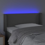 vidaXL Tăblie de pat cu LED, gri, 93x16x78/88 cm, piele ecologică vidaXL Tăblie de pat cu LED, gri, 93x16x78/88 cm, piele ecologică