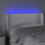 vidaXL Tăblie de pat cu LED, alb, 103x16x78/88 cm, piele ecologică vidaXL Tăblie de pat cu LED, alb, 103x16x78/88 cm, piele ecologică