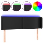 vidaXL Tăblie de pat cu LED, negru, 147x16x78/88 cm, piele ecologică vidaXL Tăblie de pat cu LED, negru, 147x16x78/88 cm, piele ecologică