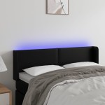 vidaXL Tăblie de pat cu LED, negru, 147x16x78/88 cm, piele ecologică vidaXL Tăblie de pat cu LED, negru, 147x16x78/88 cm, piele ecologică