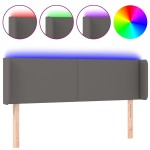 vidaXL Tăblie de pat cu LED, gri, 147x16x78/88 cm, piele ecologică vidaXL Tăblie de pat cu LED, gri, 147x16x78/88 cm, piele ecologică
