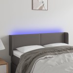 vidaXL Tăblie de pat cu LED, gri, 147x16x78/88 cm, piele ecologică vidaXL Tăblie de pat cu LED, gri, 147x16x78/88 cm, piele ecologică