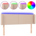 vidaXL Tăblie de pat cu LED cappuccino 147x16x78/88 cm piele ecologică vidaXL Tăblie de pat cu LED cappuccino 147x16x78/88 cm piele ecologică