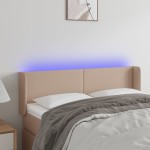 vidaXL Tăblie de pat cu LED cappuccino 147x16x78/88 cm piele ecologică vidaXL Tăblie de pat cu LED cappuccino 147x16x78/88 cm piele ecologică