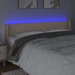 vidaXL Tăblie de pat cu LED, cappuccino 163x16x78/88cm piele ecologică