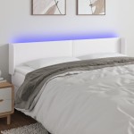 vidaXL Tăblie de pat cu LED, alb, 183x16x78/88 cm, piele ecologică vidaXL Tăblie de pat cu LED, alb, 183x16x78/88 cm, piele ecologică