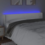 vidaXL Tăblie de pat cu LED, alb, 183x16x78/88 cm, piele ecologică vidaXL Tăblie de pat cu LED, alb, 183x16x78/88 cm, piele ecologică