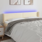 vidaXL Tăblie de pat cu LED, crem, 183x16x78/88 cm, piele ecologică vidaXL Tăblie de pat cu LED, crem, 183x16x78/88 cm, piele ecologică