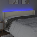 vidaXL Tăblie de pat cu LED, crem, 183x16x78/88 cm, piele ecologică vidaXL Tăblie de pat cu LED, crem, 183x16x78/88 cm, piele ecologică