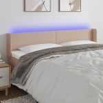 vidaXL Tăblie de pat cu LED cappuccino 183x16x78/88 cm piele ecologică vidaXL Tăblie de pat cu LED cappuccino 183x16x78/88 cm piele ecologică