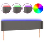 vidaXL Tăblie de pat cu LED, gri, 203x16x78/88 cm, piele ecologică vidaXL Tăblie de pat cu LED, gri, 203x16x78/88 cm, piele ecologică