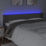 vidaXL Tăblie de pat cu LED, gri, 203x16x78/88 cm, piele ecologică vidaXL Tăblie de pat cu LED, gri, 203x16x78/88 cm, piele ecologică