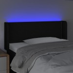 vidaXL Tăblie de pat cu LED, negru, 83x16x78/88 cm, textil