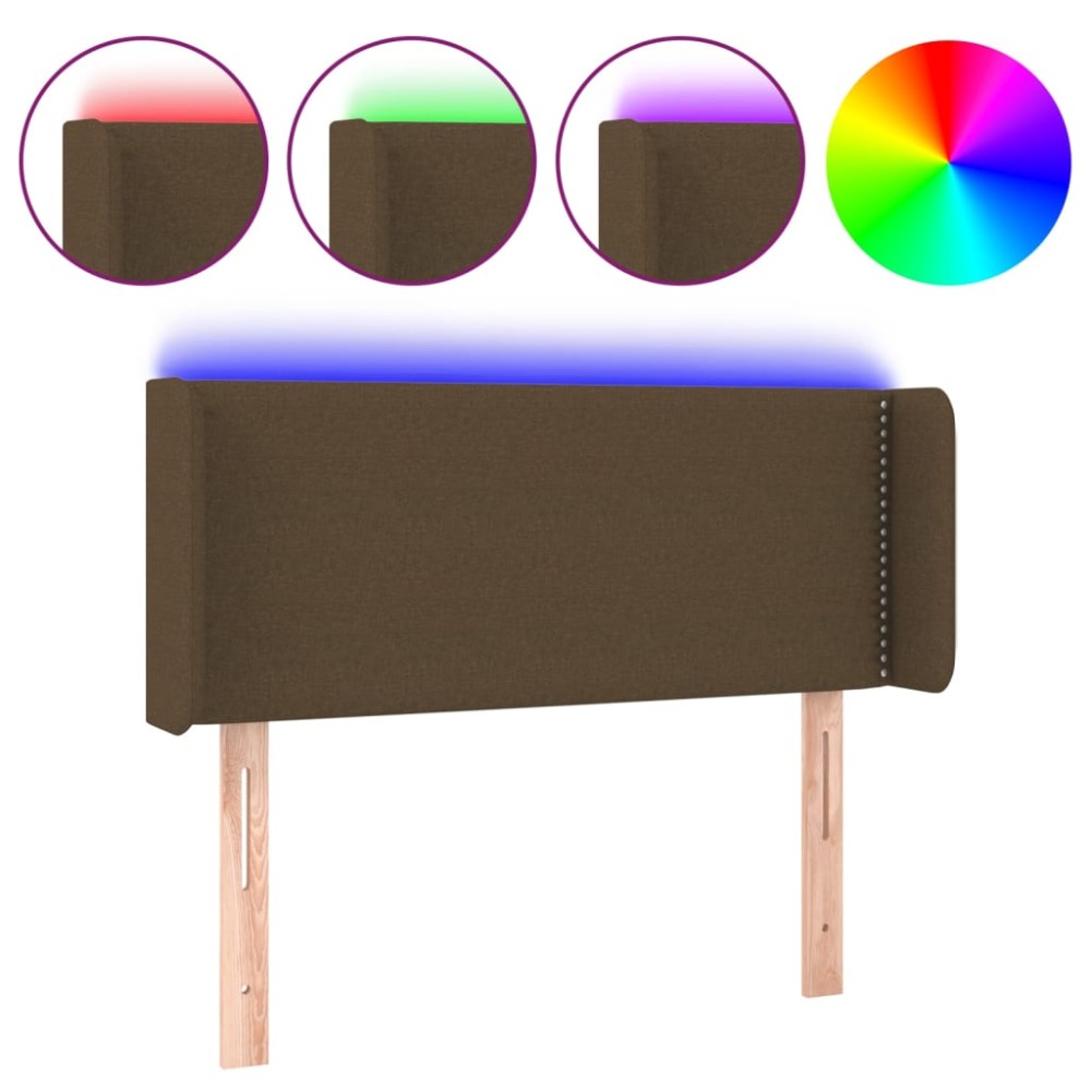 vidaXL Tăblie de pat cu LED, maro închis, 83x16x78/88 cm, textil
