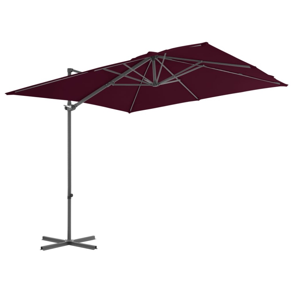 vidaXL Umbrelă în consolă cu stâlp din aluminiu, bordo, 250x250 cm